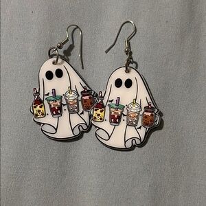 Ghost with Bubble Tea Earrings
